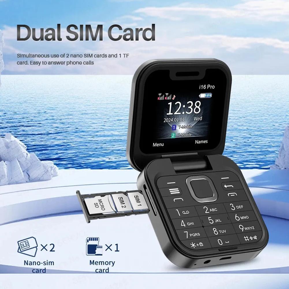 thumbnail image 3 of Wartleves Teléfono móvil plegable i16Pro Mini con tarjeta SIM 2G y pantalla pequeña, oferta, 3 of 7