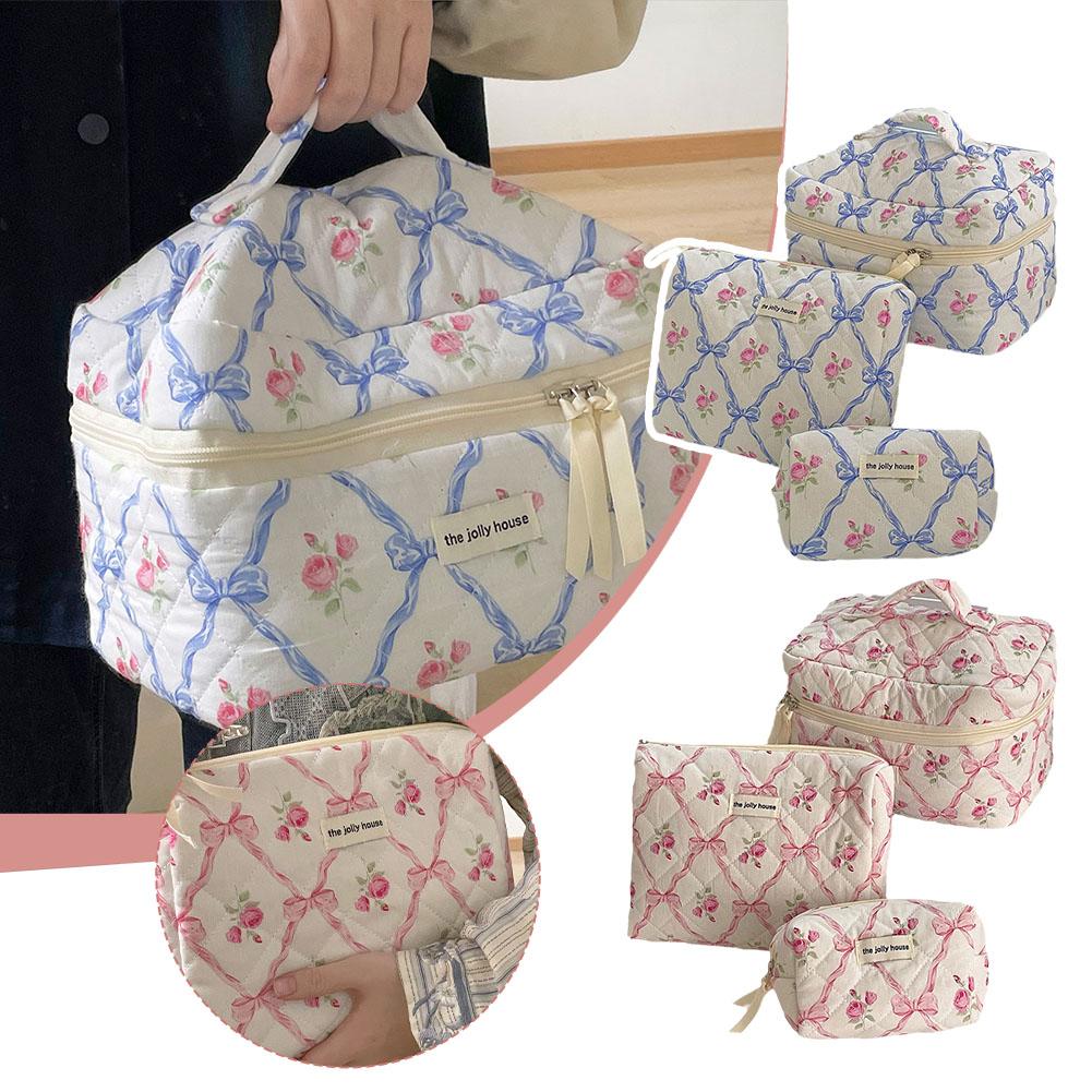 thumbnail image 3 of SGACAI Bolsa de aseo con lazo para cosméticos con caja nueva rosa y cremallera grande, 3 of 7