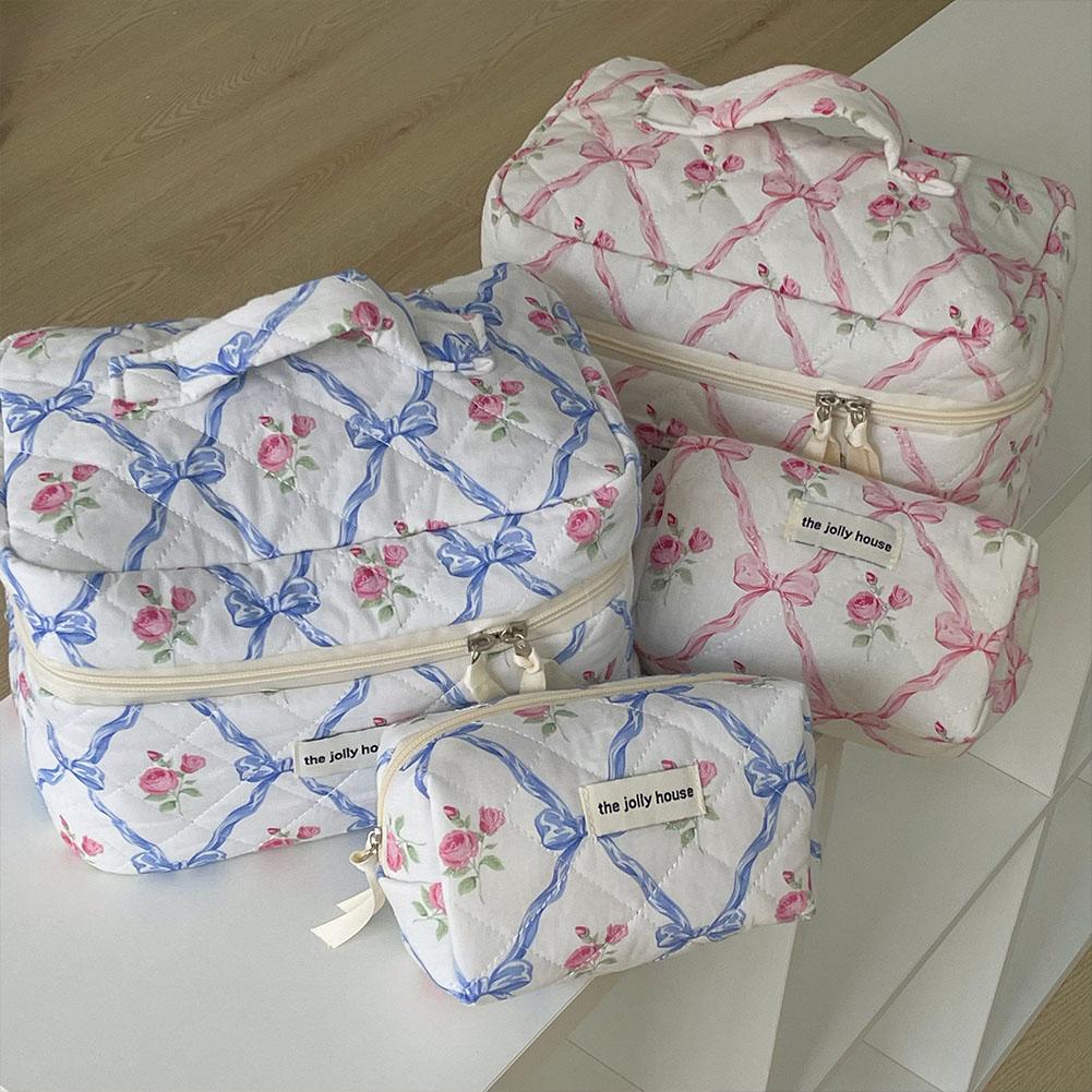 thumbnail image 4 of SGACAI Bolsa de aseo con lazo para cosméticos con caja nueva rosa y cremallera grande, 4 of 7