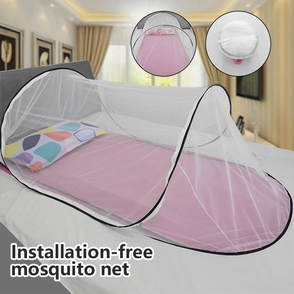 thumbnail image 4 of Wartleves Cama plegable portátil para bebé, mosquitera de poliéster, cama para dormir para estudiantes, 4 of 7