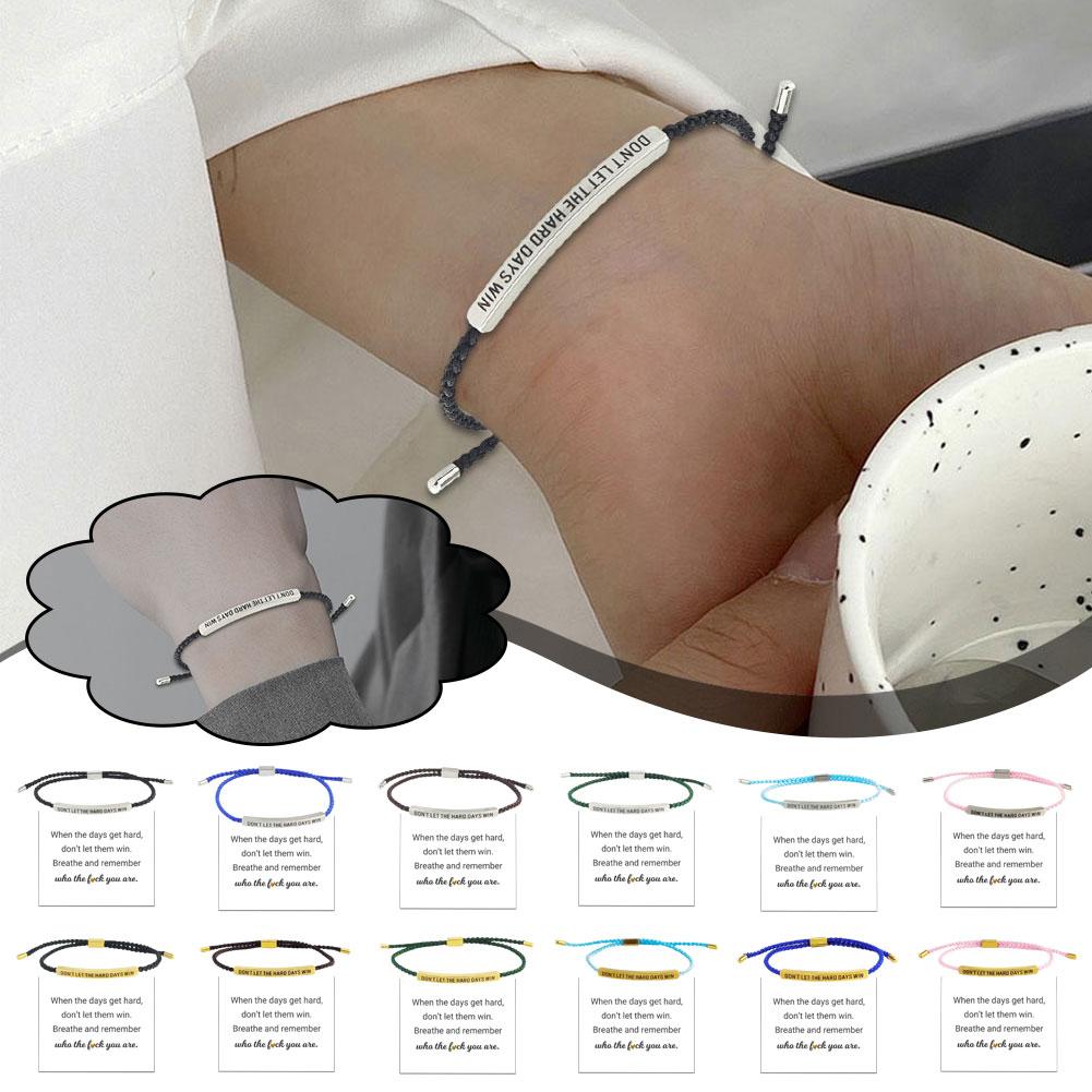 thumbnail image 5 of Ruifaya WSRRDRECVHi Don't Let The Hard Days Win Pulsera para mujer, pulsera ajustable con cuerda trenzada grabada, pulsera de tubo motivacional, pulseras inspiradoras, regalos de joyería para mujere, 5 of 7