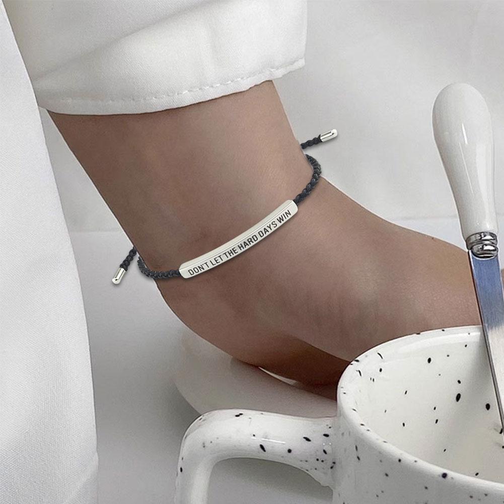 thumbnail image 3 of Ruifaya WSRRDRECVHi Don't Let The Hard Days Win Pulsera para mujer, pulsera ajustable con cuerda trenzada grabada, pulsera de tubo motivacional, pulseras inspiradoras, regalos de joyería para mujere, 3 of 7