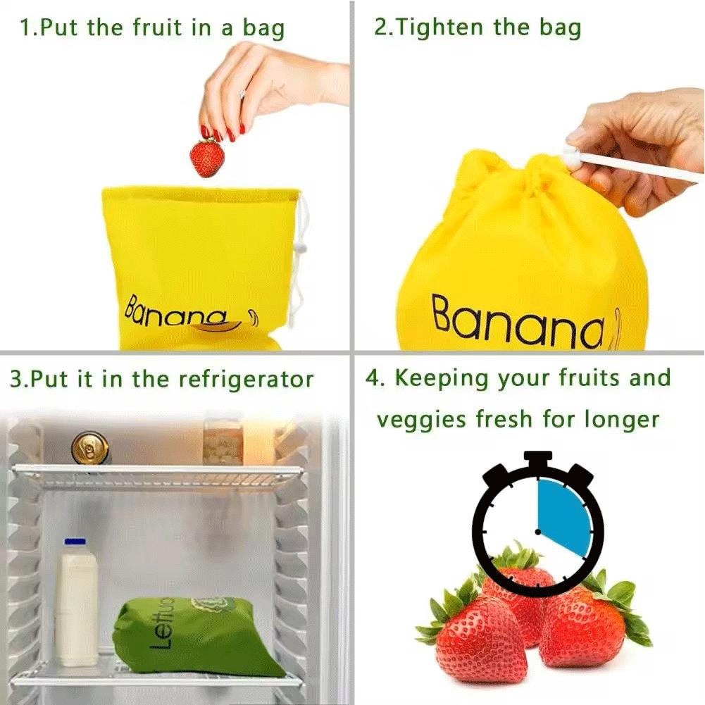 thumbnail image 2 of Wartleves Bolsa de almacenamiento de frutas y verduras de plátano reutilizable con cordón para conservar la frescura, 2 of 7