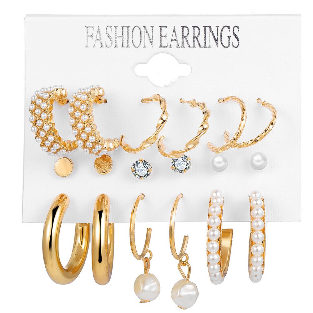 thumbnail image 5 of Ruifaya Pendientes de mujer con incrustaciones Pendientes vintage franceses creativos ζ) Conjunto ё◇ Conjunto тκ E9 XN, 5 of 7