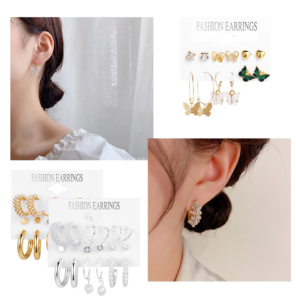 thumbnail image 3 of Ruifaya Pendientes de mujer con incrustaciones Pendientes vintage franceses creativos ζ) Conjunto ё◇ Conjunto тκ E9 XN, 3 of 7