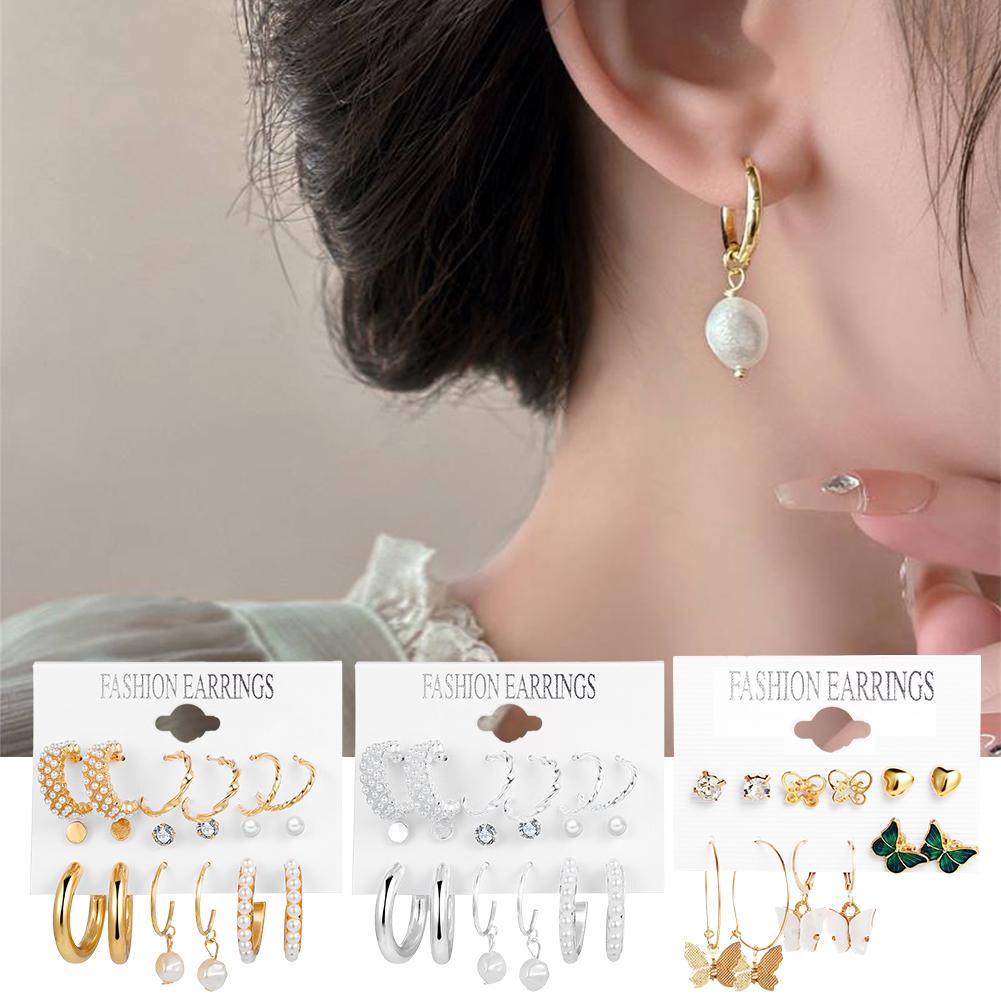 thumbnail image 2 of Ruifaya Pendientes de mujer con incrustaciones Pendientes vintage franceses creativos ζ) Conjunto ё◇ Conjunto тκ E9 XN, 2 of 7