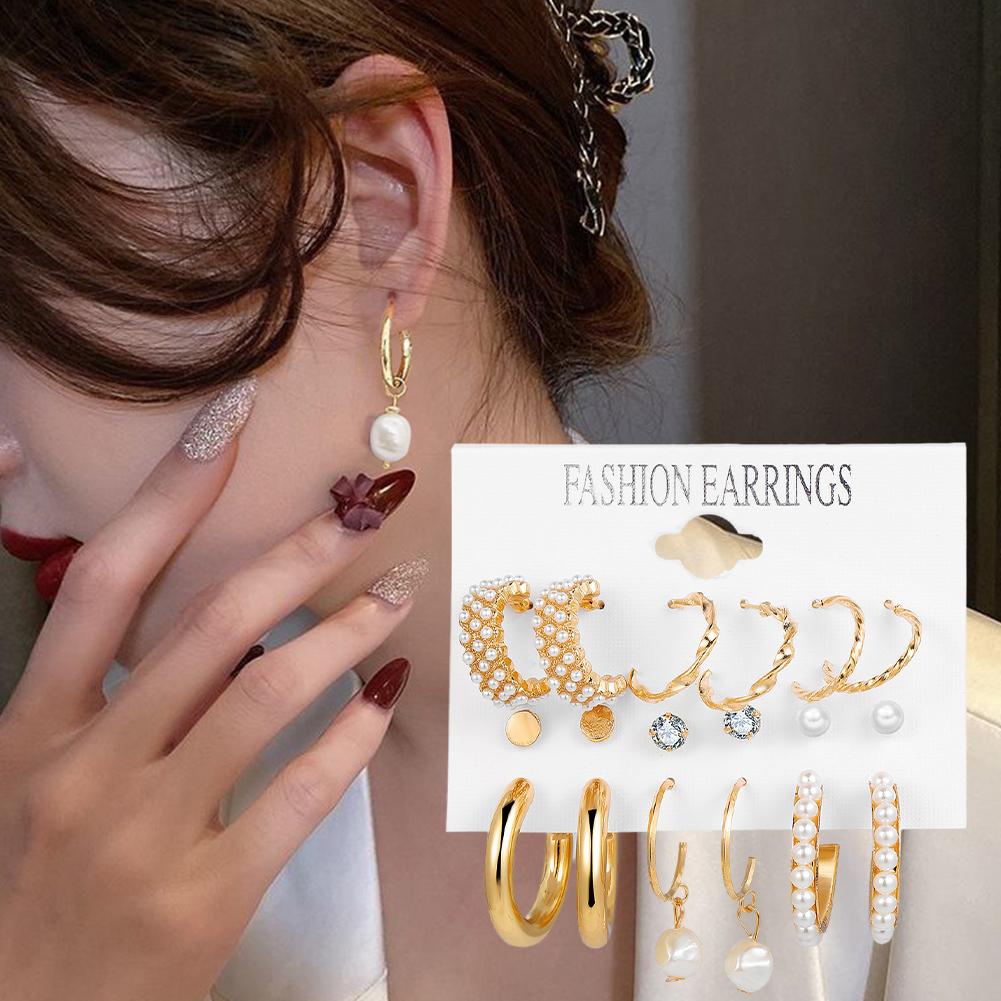 thumbnail image 4 of Ruifaya Pendientes de mujer con incrustaciones Pendientes vintage franceses creativos ζ) Conjunto ё◇ Conjunto тκ E9 XN, 4 of 7