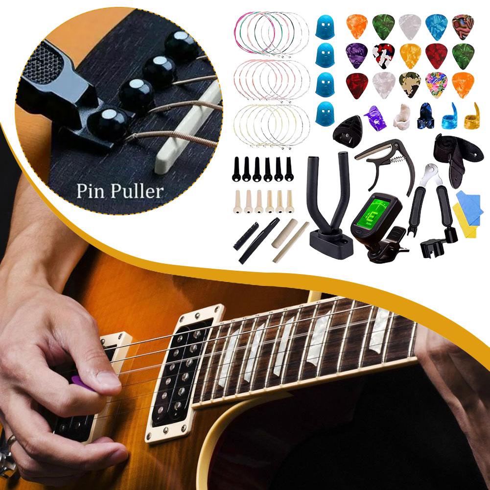 thumbnail image 4 of Wartleves Kit de accesorios para guitarra de 48 a 66 piezas, herramienta para cambiar cuerdas, capo y afinador, 4 of 7