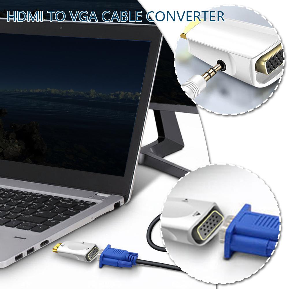 thumbnail image 2 of Ruifaya Adaptador convertidor de vídeo HDMI macho a VGA hembra de 1080P con salida de audio, 2 of 7