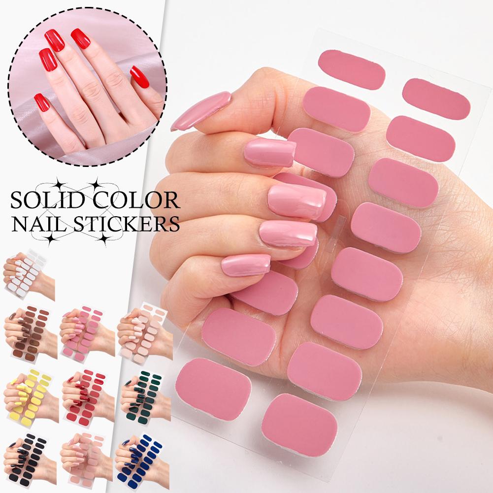 thumbnail image 2 of Wartleves Pegatinas de uñas de un solo color extraíbles para verano, 16 unidades, bonitas, Reino Unido, 2 of 7