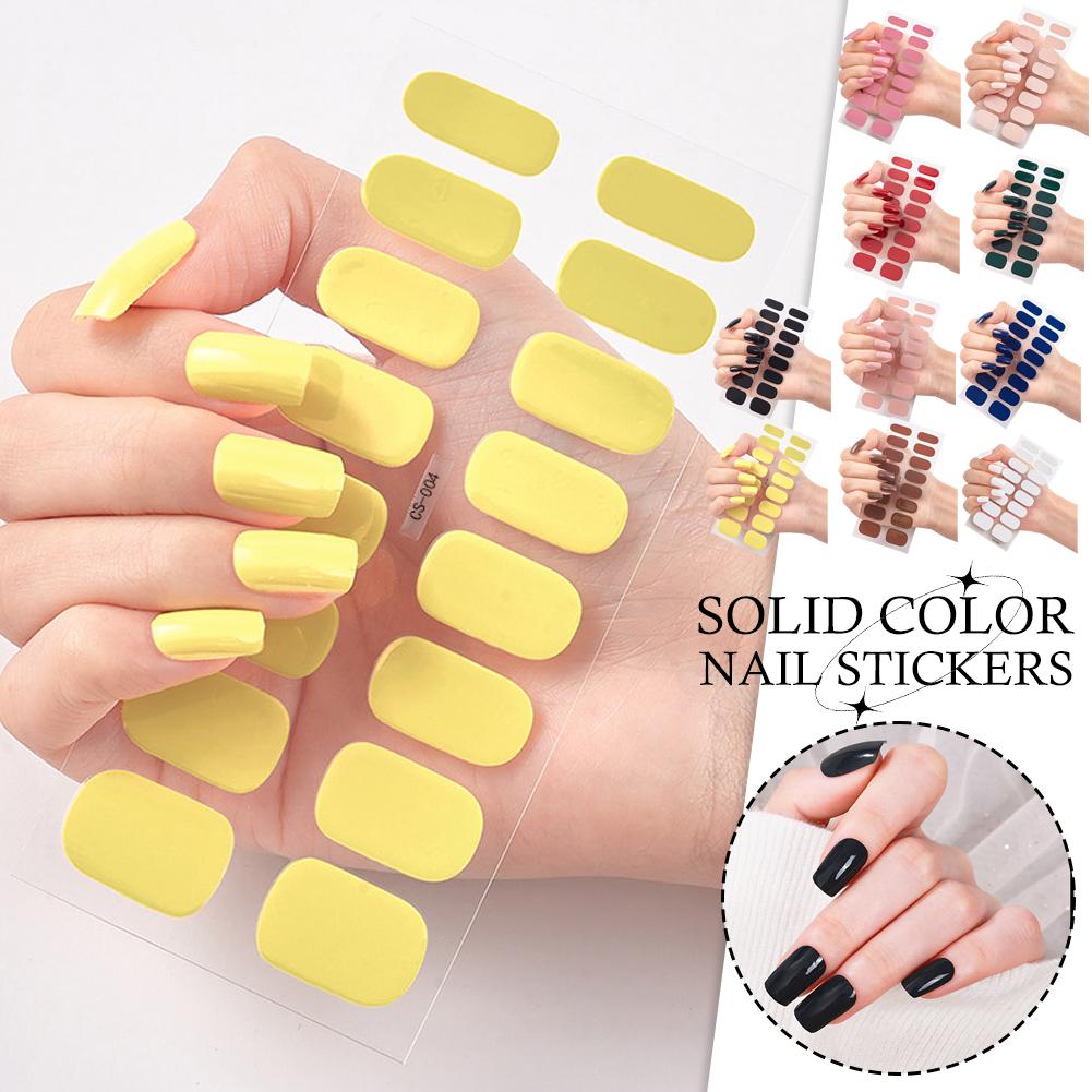 thumbnail image 3 of Wartleves Pegatinas de uñas de un solo color extraíbles para verano, 16 unidades, bonitas, Reino Unido, 3 of 7