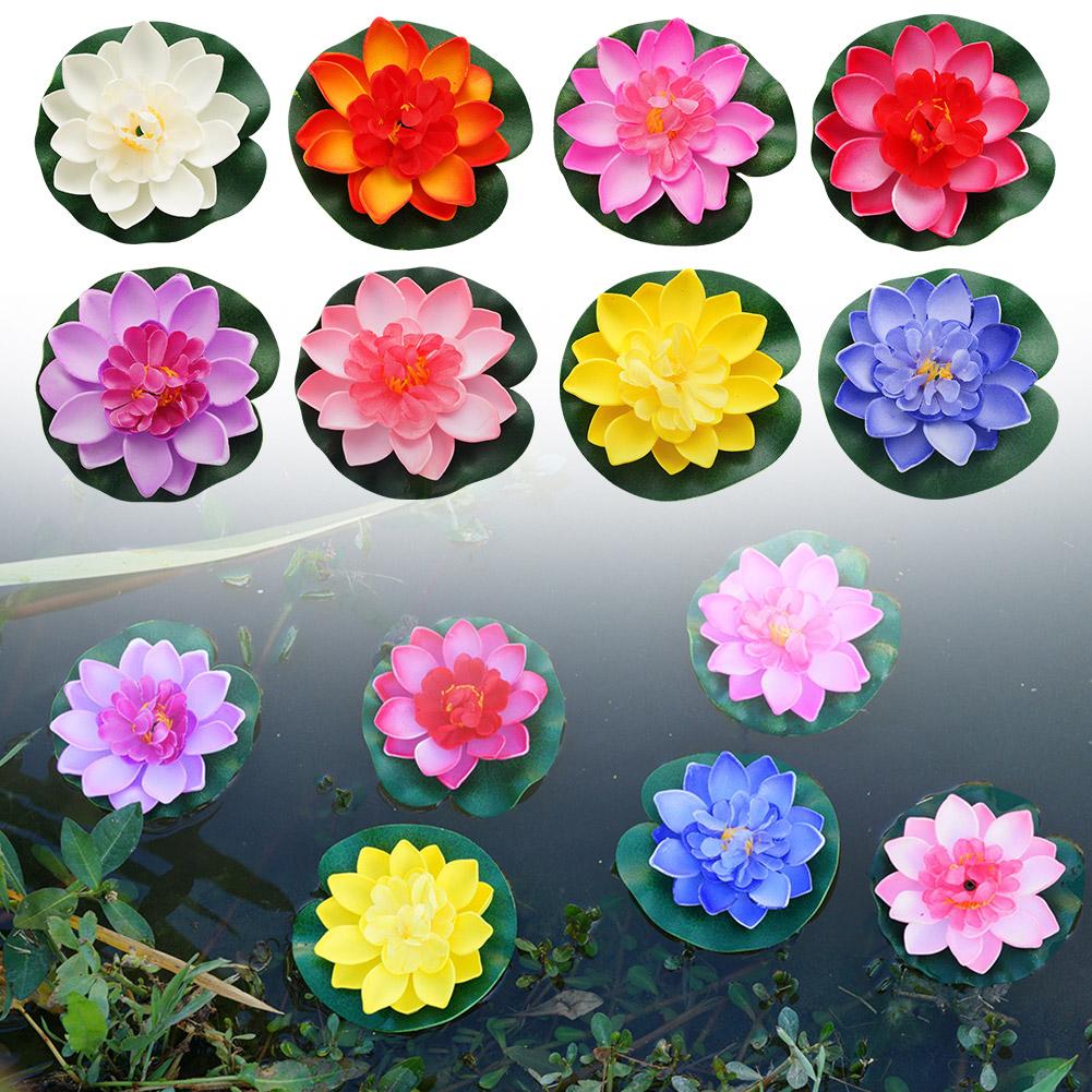 thumbnail image 3 of Wartleves Planta de hojas de loto artificiales, hojas flotantes, lirio de agua, para jardín y piscina, 3 of 7