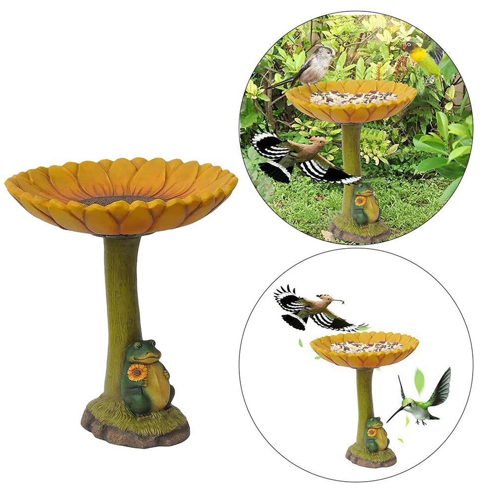 thumbnail image 2 of SGACAI Searching Roads - Baño para pájaros para exteriores, comedero para pájaros y baño para pájaros de resina, cuenco liviano con lindo adorno de rana de conejo para decoración de jardín, patio,, 2 of 7