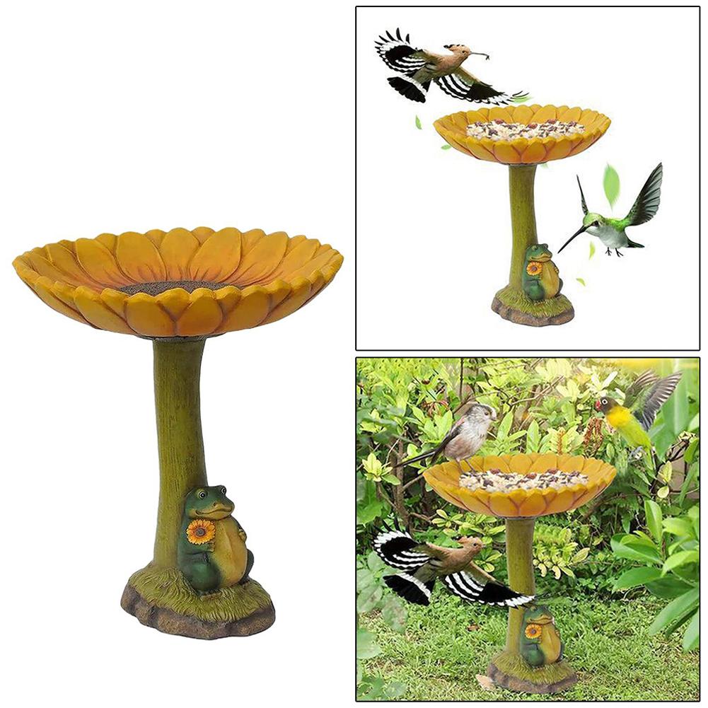 thumbnail image 4 of SGACAI Searching Roads - Baño para pájaros para exteriores, comedero para pájaros y baño para pájaros de resina, cuenco liviano con lindo adorno de rana de conejo para decoración de jardín, patio,, 4 of 7