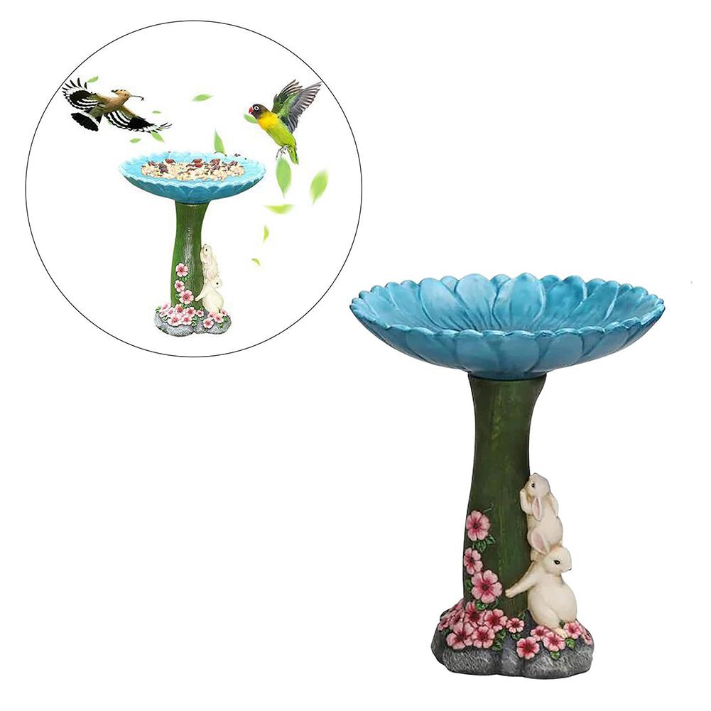 thumbnail image 3 of SGACAI Searching Roads - Baño para pájaros para exteriores, comedero para pájaros y baño para pájaros de resina, cuenco liviano con lindo adorno de rana de conejo para decoración de jardín, patio,, 3 of 7