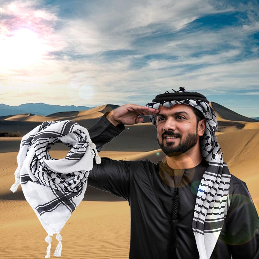 thumbnail image 4 of SGACAI Pañuelo Keffiyeh Shemagh Palestino Original Árabe Kufiya Blanco Negro Nuevo, 4 of 7