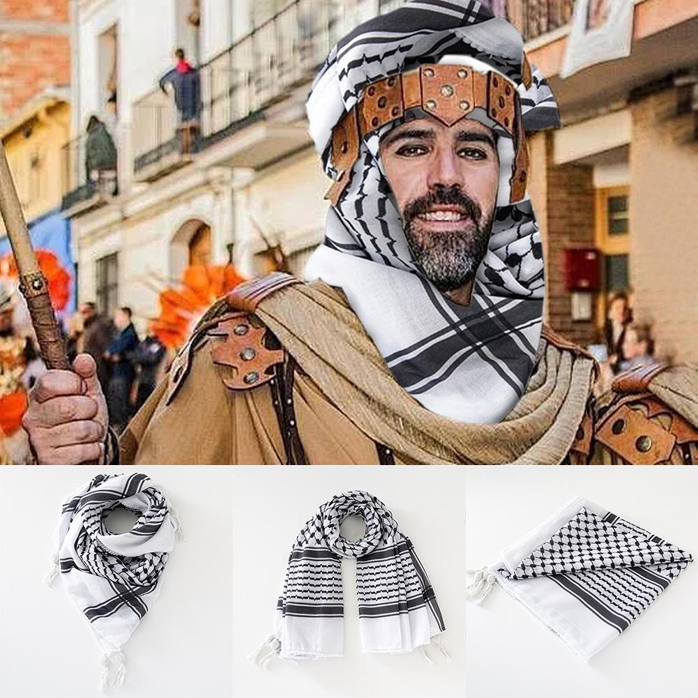 thumbnail image 3 of SGACAI Pañuelo Keffiyeh Shemagh Palestino Original Árabe Kufiya Blanco Negro Nuevo, 3 of 7