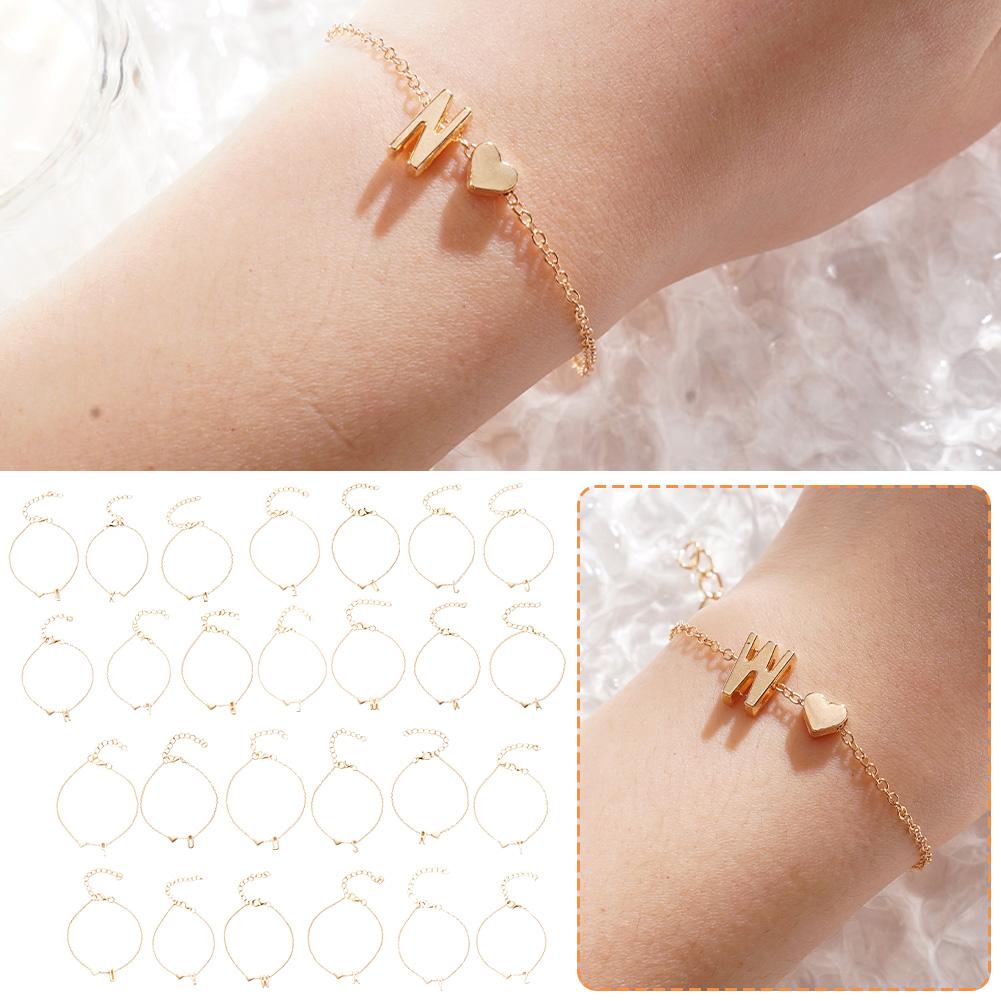 thumbnail image 2 of Ruifaya Pulsera 26 Pulseras con Letras Iniciales en Inglés para Enamorados Mujeres Hombres Personalizadas β, 2 of 7