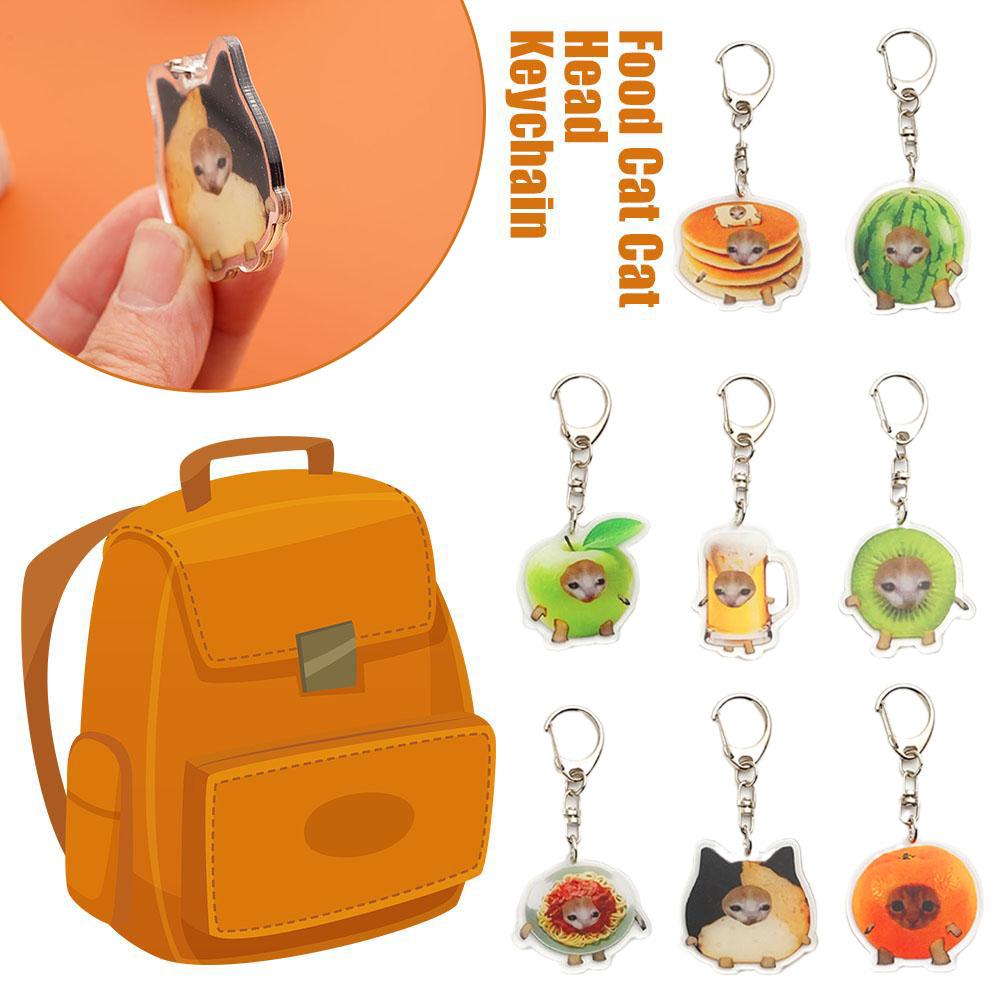 thumbnail image 2 of Ruifaya Llavero con forma de gato y comida, regalo divertido para estudiantes, 2 of 7