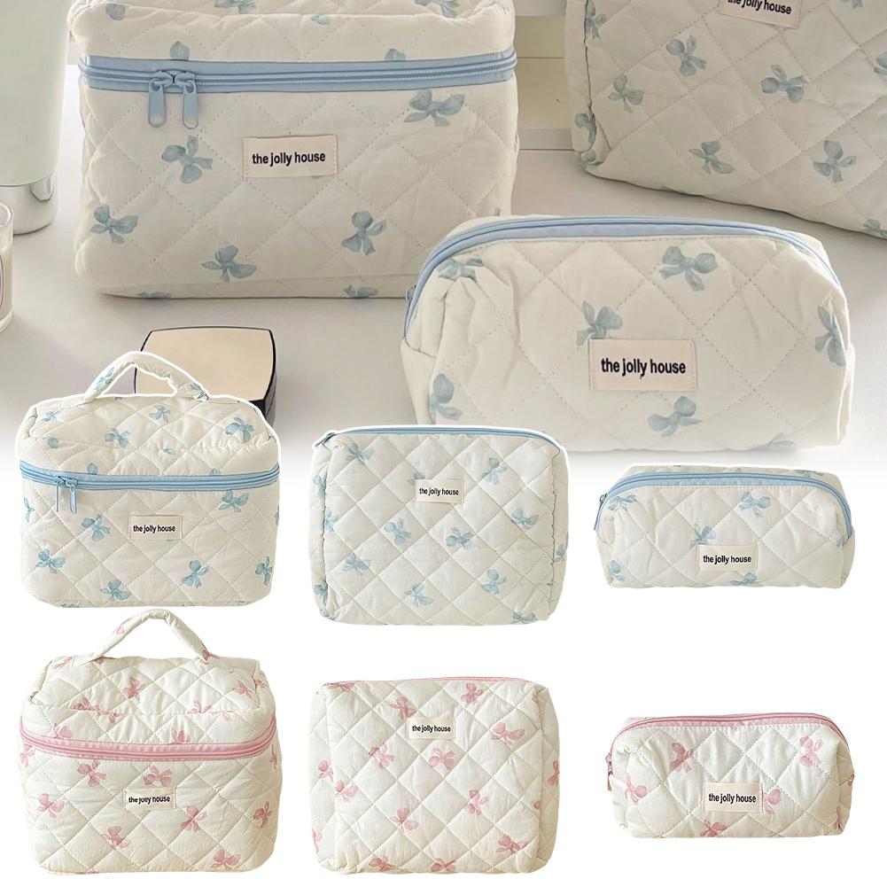 thumbnail image 3 of SGACAI Bolsa de maquillaje con lazo, bolsa de almacenamiento portátil, bolsa de artículos de tocador, organizador de maquillaje, artículos de tocador, 3 of 7