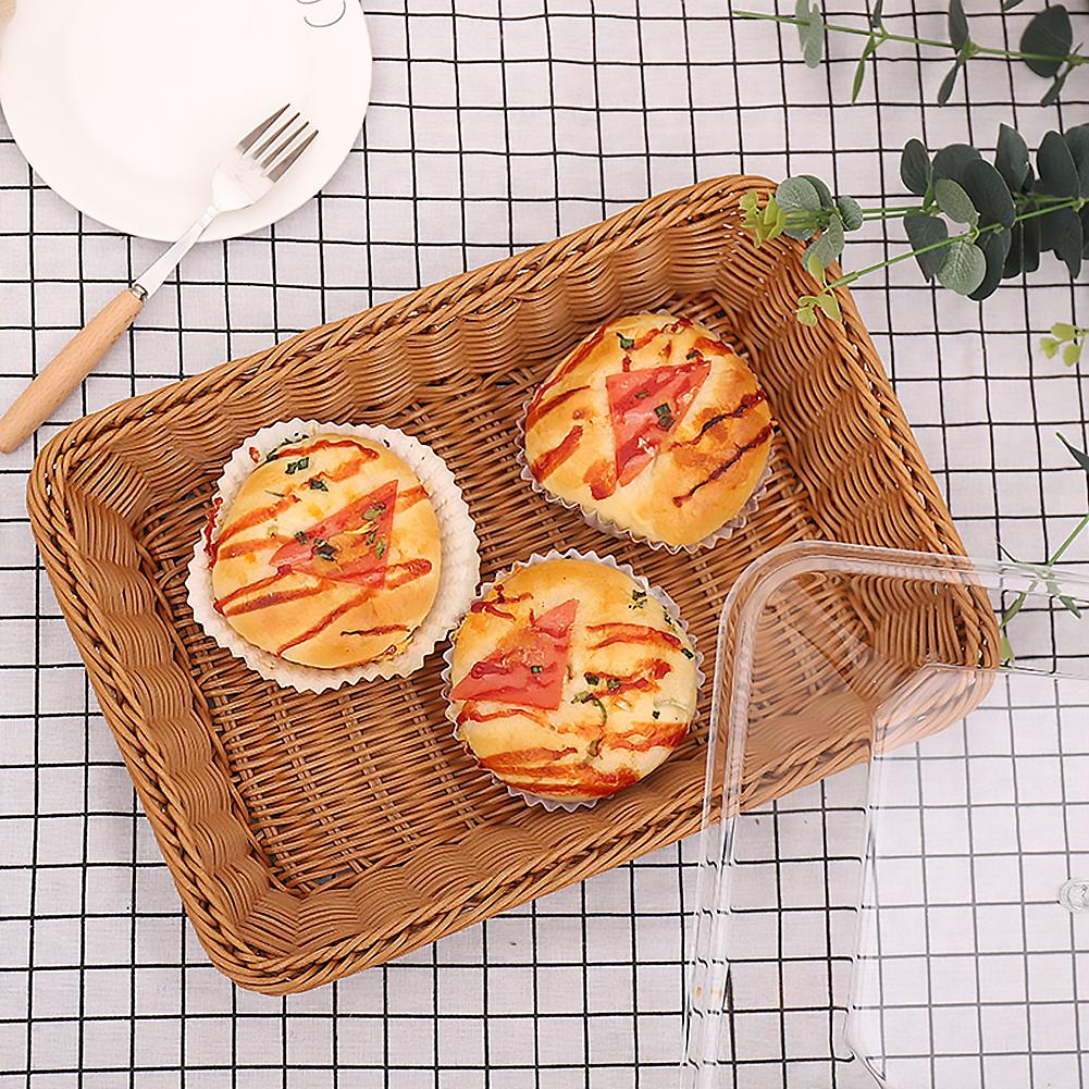 Yungyan 3-Size Rattan-Style Bread Baskets With Clear Lids – Perfect For Kitchen, Restaurant, Or Tabletop Display