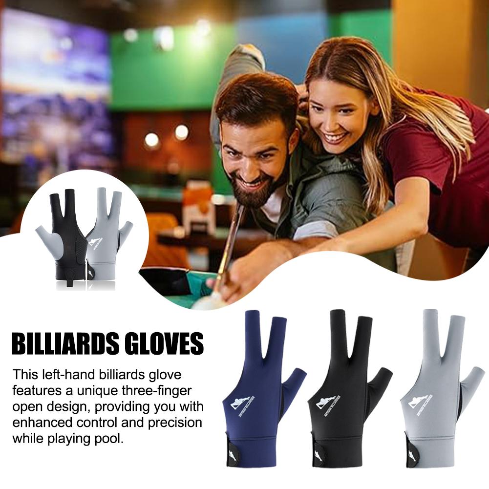 thumbnail image 2 of Ruifaya -Guante de billar para mano izquierda y derecha, 3 dedos, transpirable, guante deportivo de billar, 2 of 7