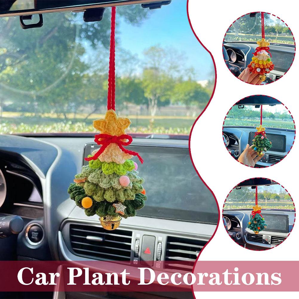 thumbnail image 4 of Wartleves Lindos accesorios de crochet para el auto para mujeres Adorno colgante para el auto con plantas tejidas W5, 4 of 7