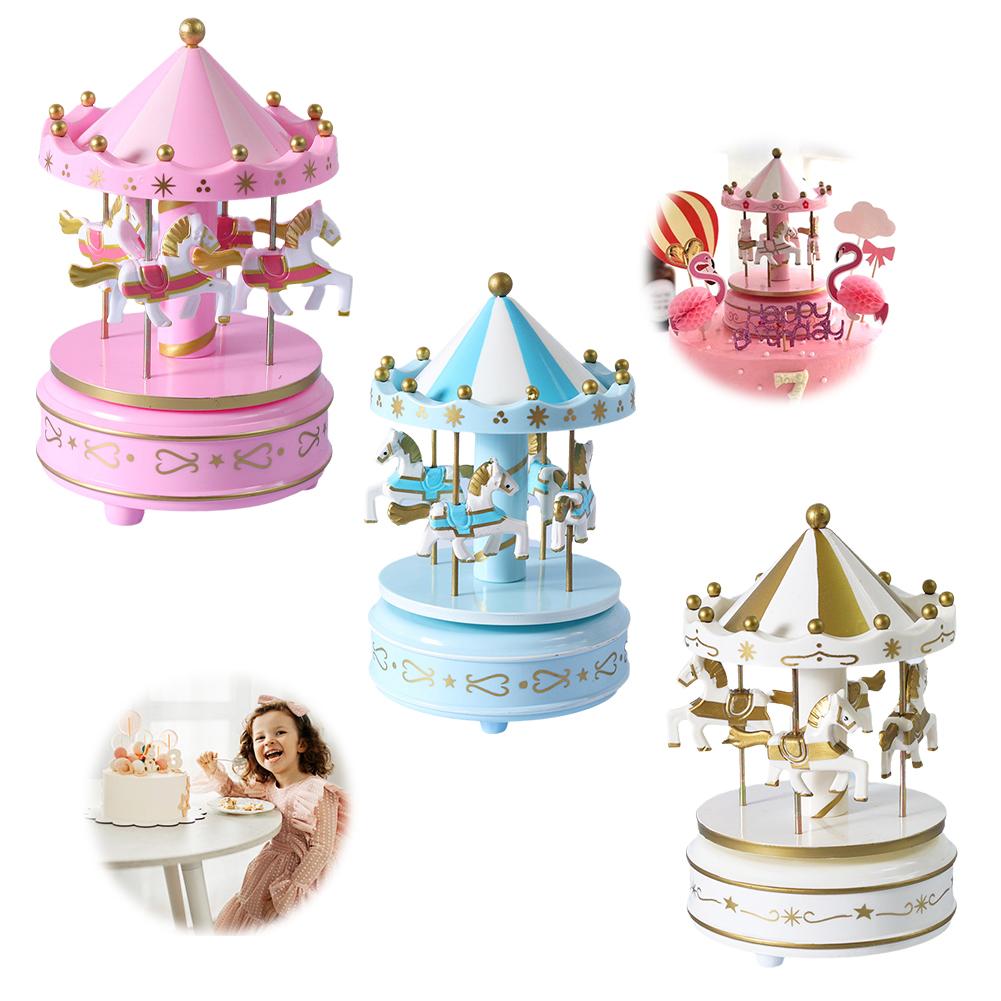 thumbnail image 4 of Ruifaya Caja de música de carrusel para niños, caja de música giratoria de 4 caballos, figura de caja musical clásica, regalo para cumpleaños, aniversarios, Navidad y Año Nuevo, 4 of 7