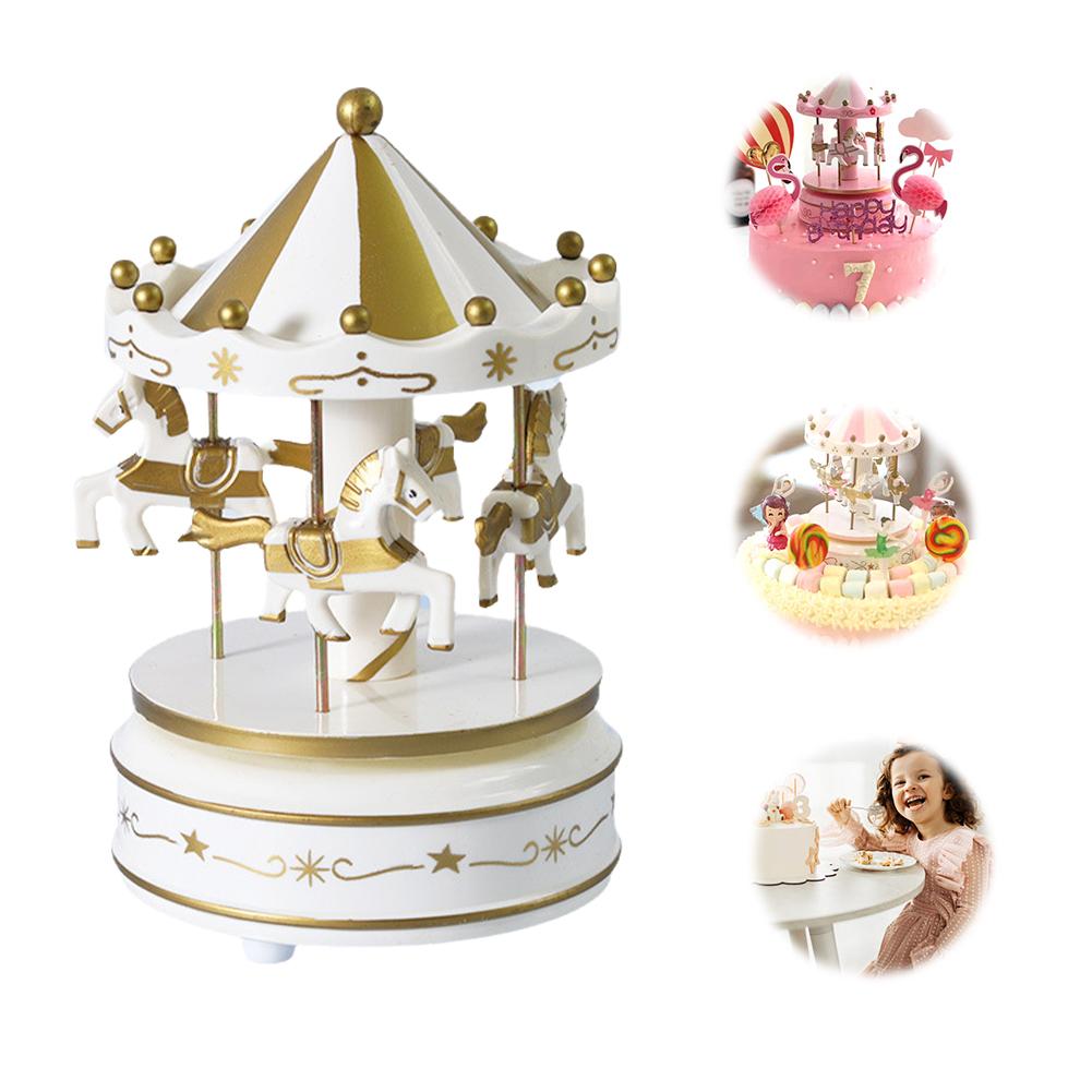 thumbnail image 2 of Ruifaya Caja de música de carrusel para niños, caja de música giratoria de 4 caballos, figura de caja musical clásica, regalo para cumpleaños, aniversarios, Navidad y Año Nuevo, 2 of 7