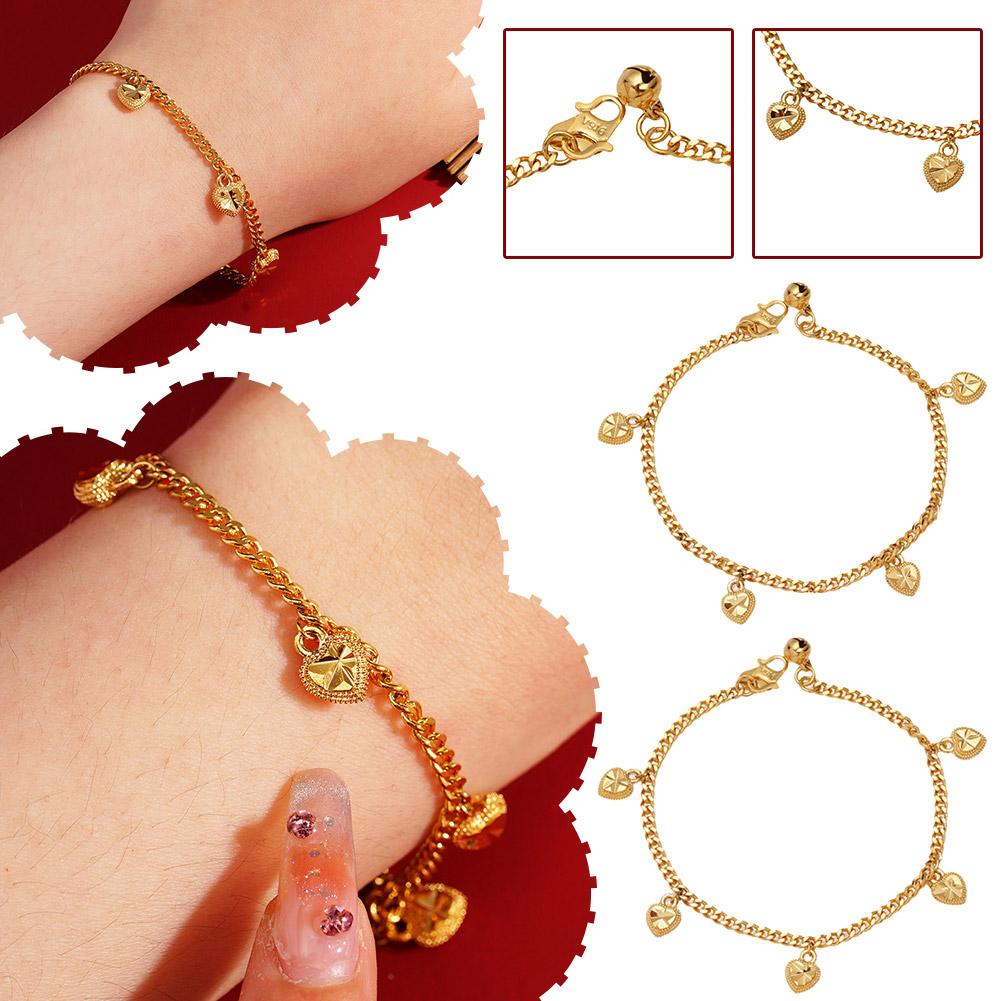 thumbnail image 2 of Ruifaya Pulsera de corazón chapada en oro Pulsera de oro que no se decolora Hot Y0 Fast, 2 of 7