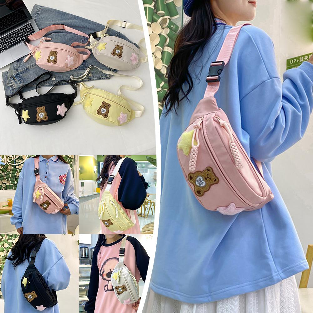 thumbnail image 3 of Ruifaya Bolso de pecho de gran capacidad para mujer, sencillo, para estudiantes, bolso de cintura, bolso tipo mensajero, resistente al calor, 3 of 7