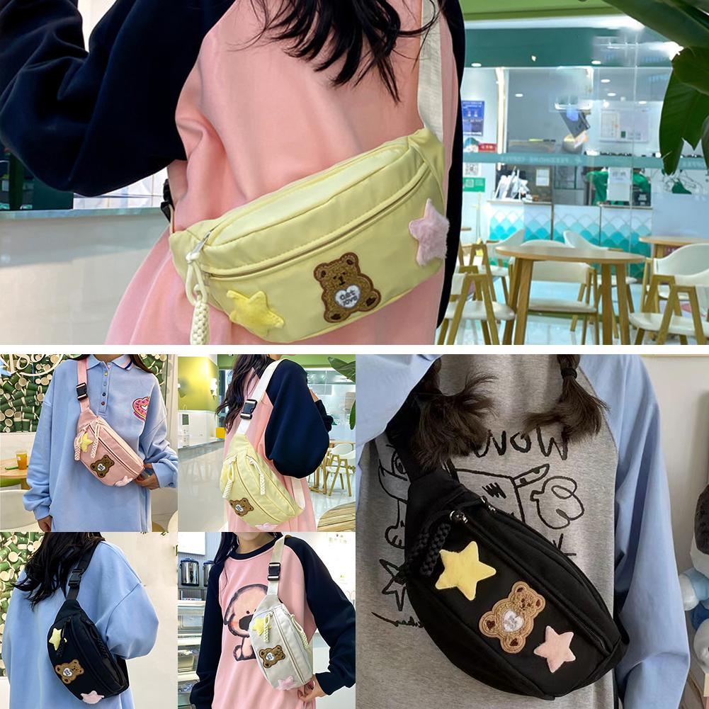 thumbnail image 2 of Ruifaya Bolso de pecho de gran capacidad para mujer, sencillo, para estudiantes, bolso de cintura, bolso tipo mensajero, resistente al calor, 2 of 7
