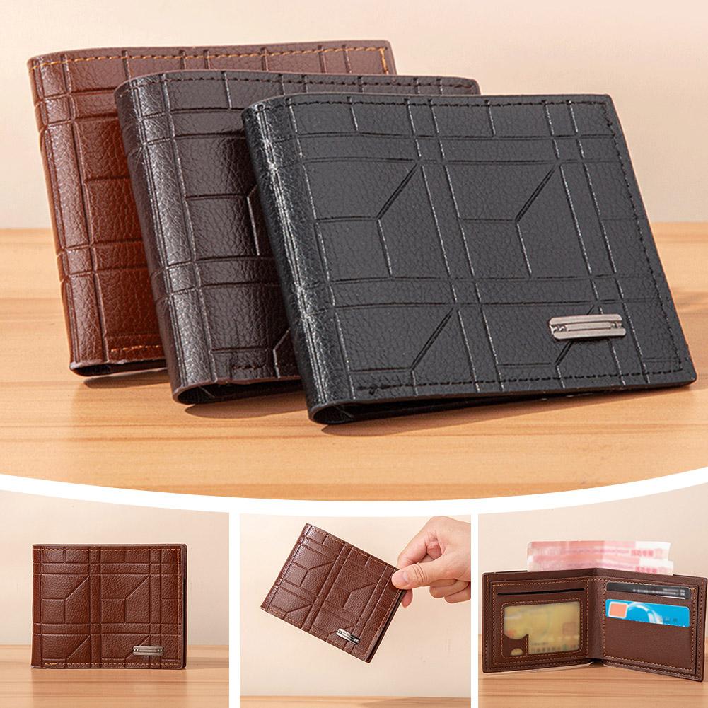 thumbnail image 3 of SGACAI Cartera de hombre, cartera corta, cartera juvenil, cartera suave horizontal a cuadros, nueva M9, 3 of 7