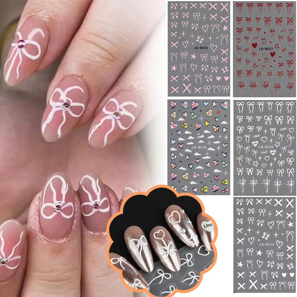 thumbnail image 3 of Wartleves Pegatinas para uñas Lazo rojo francés Microtallado Pegatinas para uñas Nuevo R7, 3 of 7