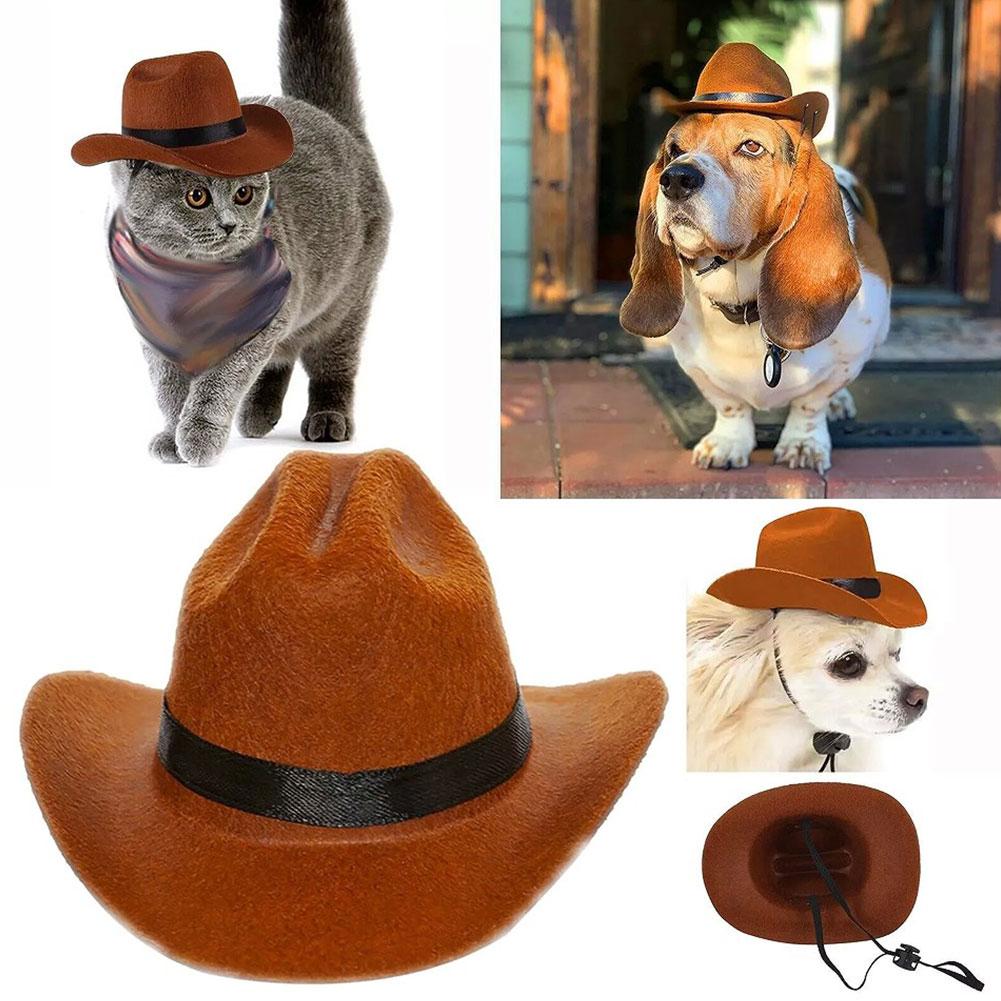 thumbnail image 2 of Ruifaya Sombrero de vaquero ajustable para mascotas, para perros y gatos, sombrero de vaquero para cachorros, disfraz para mascotas, NUEVO, 2 of 7