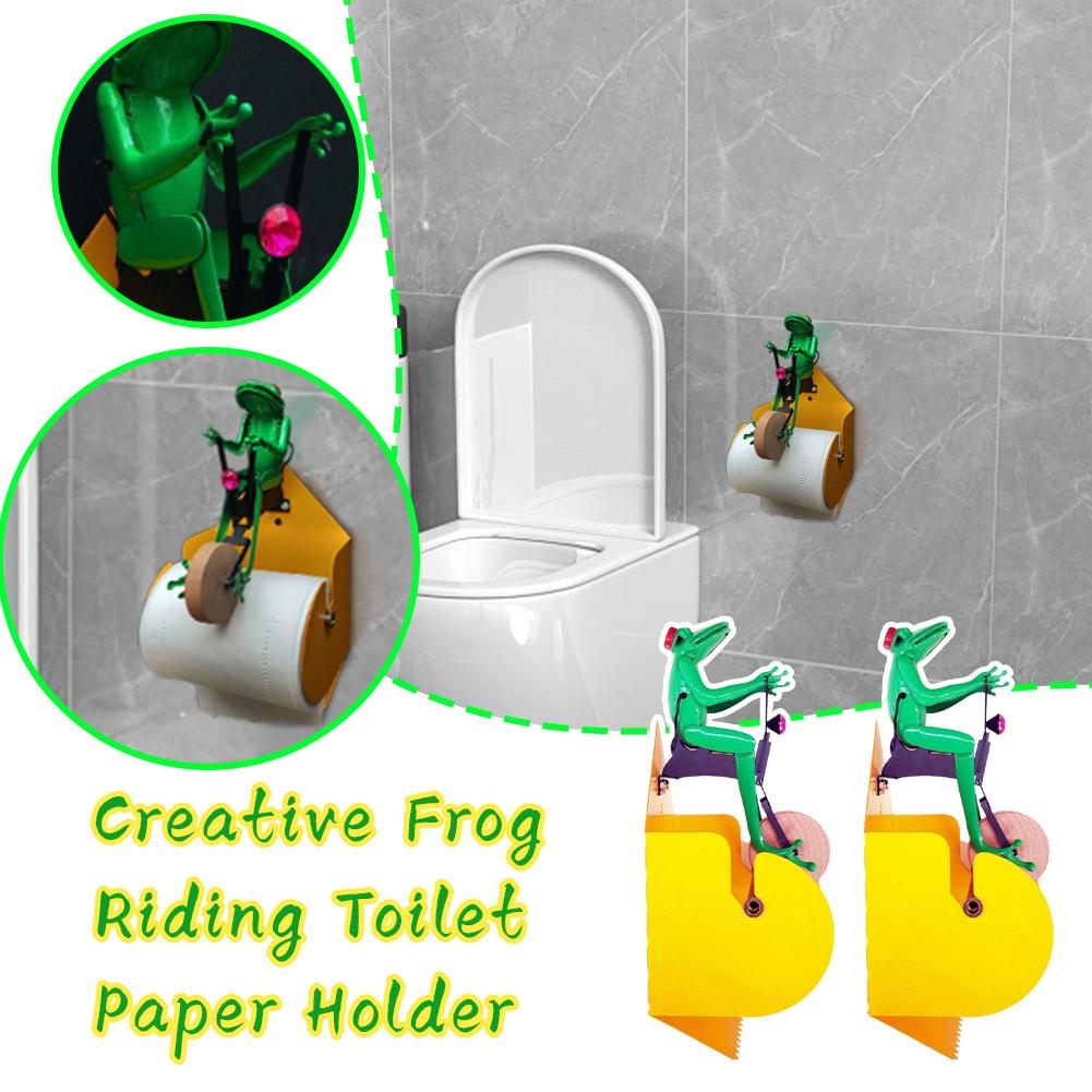 thumbnail image 3 of SGACAI Porta rollo de papel higiénico creativo con forma de rana para montar en la pared, nuevo P9, 3 of 7