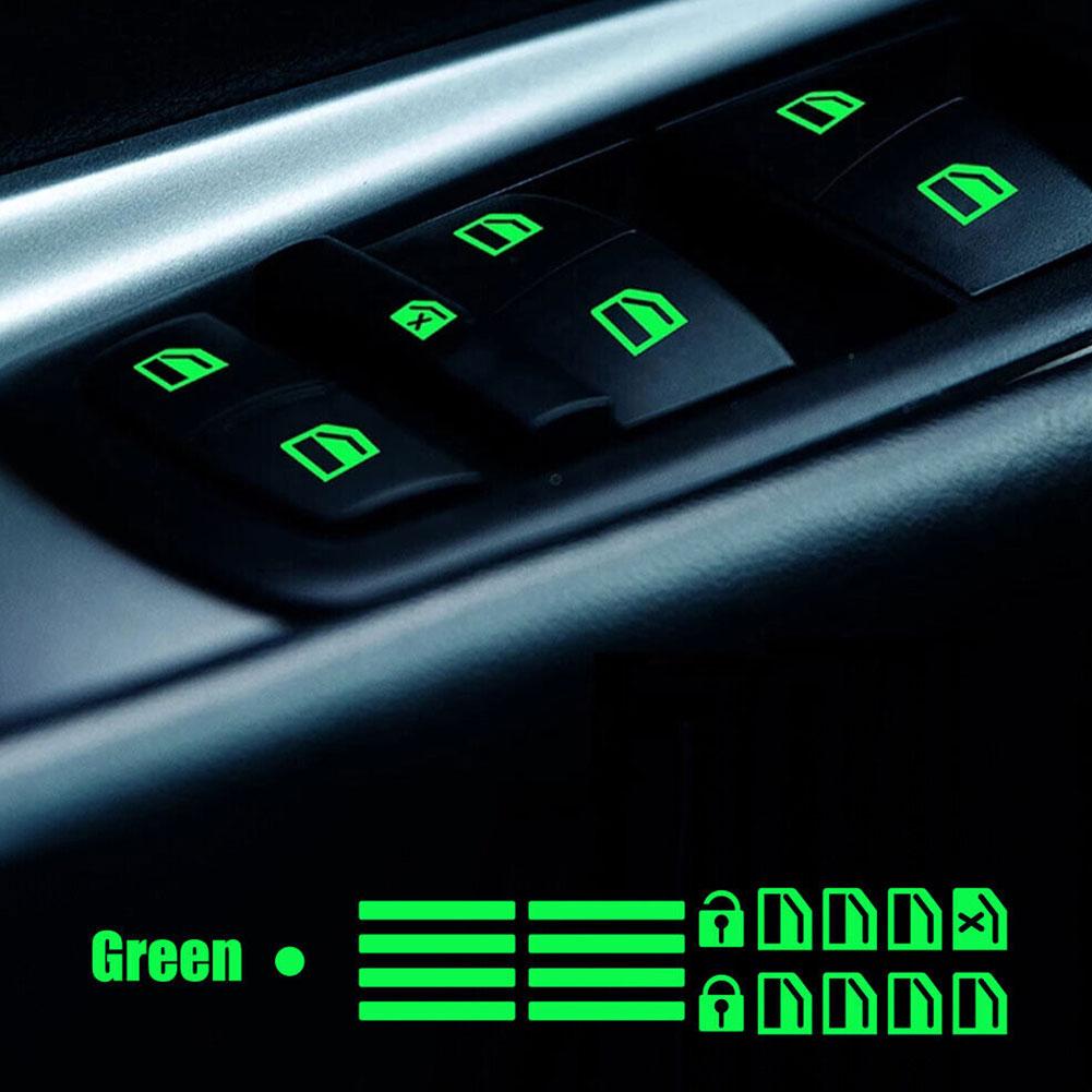 thumbnail image 3 of Wartleves Paquete de 3 pegatinas luminosas para botones de ventanilla de coche, pegatinas luminosas para interruptor de control de puerta exterior de coche, pegatinas luminosas de seguridad nocturna p, 3 of 7