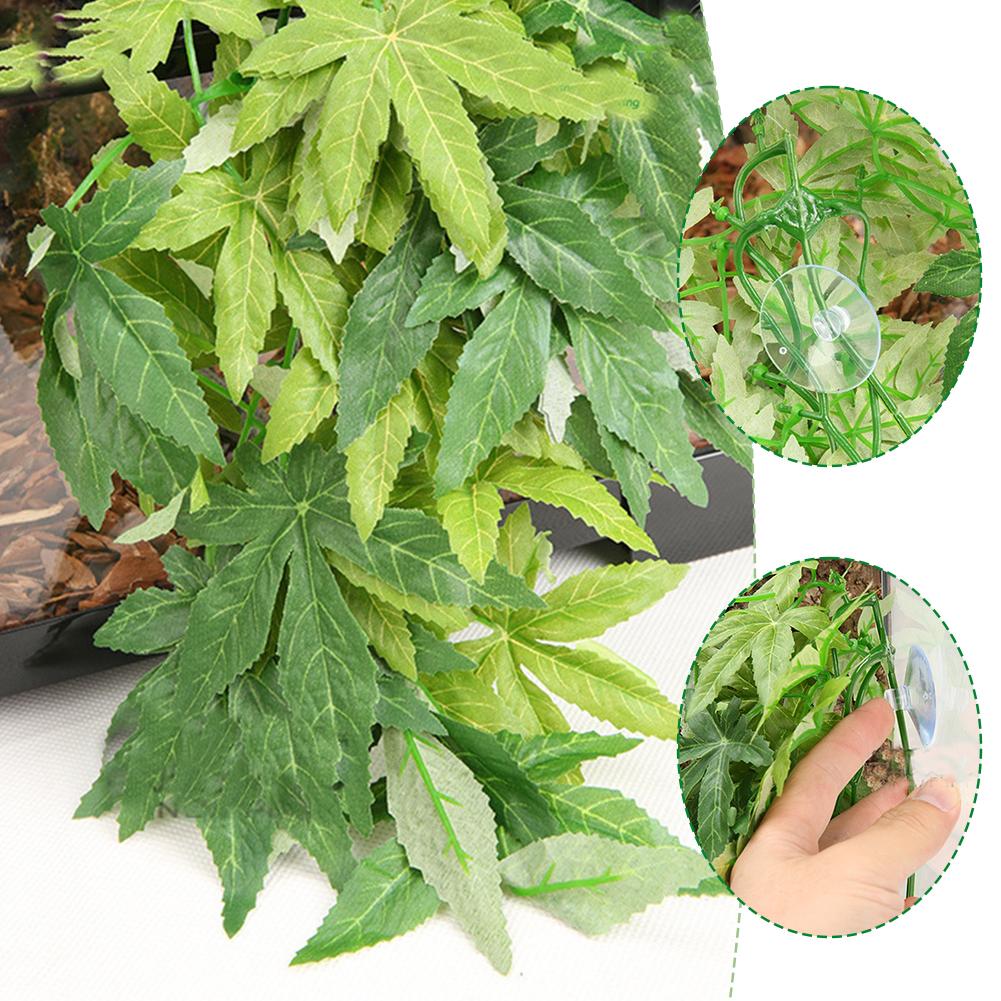 thumbnail image 3 of Wartleves Plantas colgantes artificiales con hojas falsas para acuario, reptiles y peces, 3 of 7