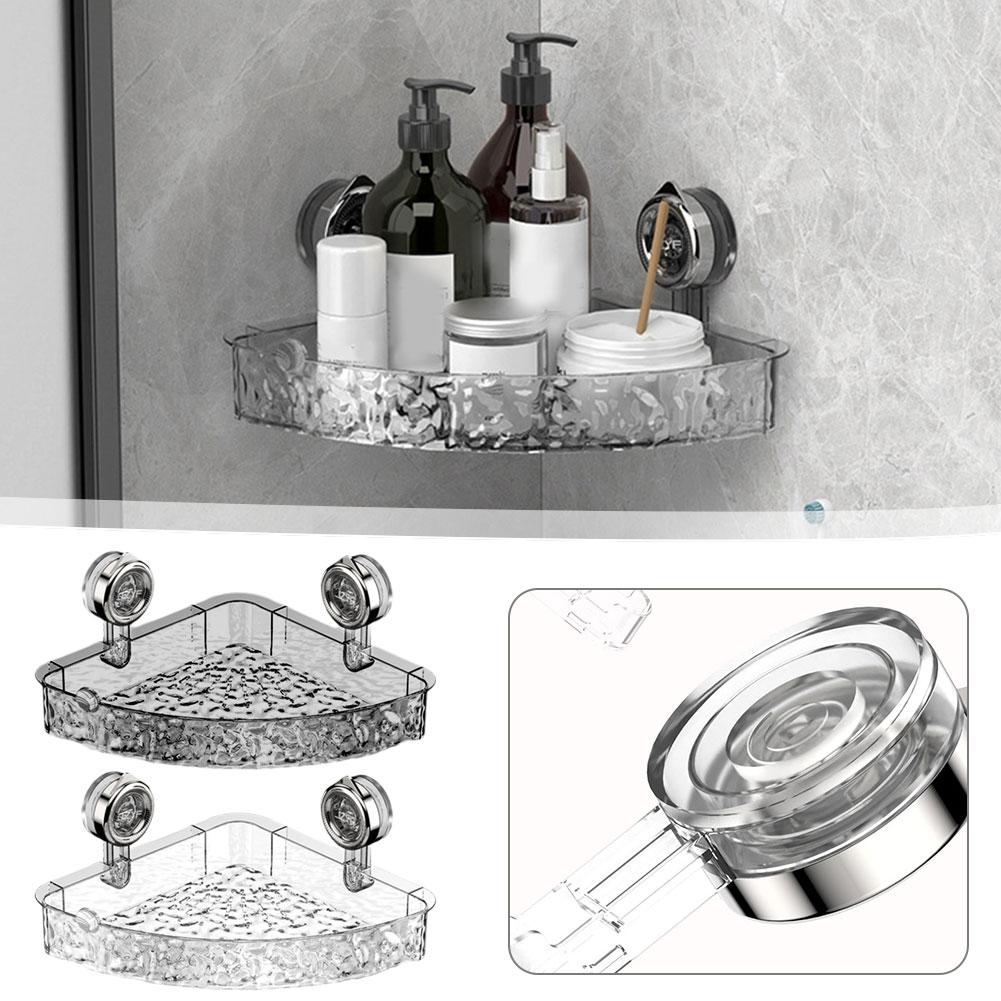 thumbnail image 3 of SGACAI WSRRDRECVHi Estante de ducha de esquina, estante de pared transparente sin taladro, estante de almacenamiento para baño, organizador de ducha con ventosa, estante de almacenamiento triangula, 3 of 7