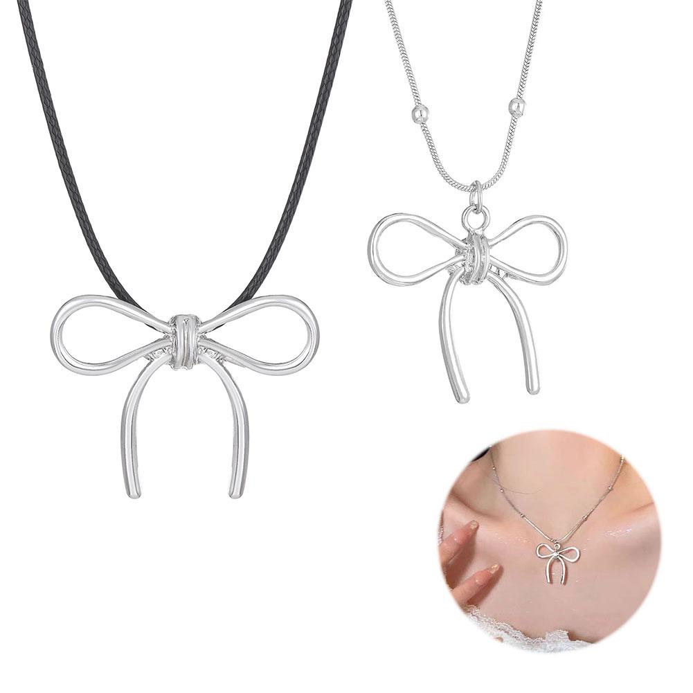 thumbnail image 4 of Wartleves Trendy Schlüsselbeinkette Einfacher Schleifenanhänger High-End Nischendesign H4, 4 of 7