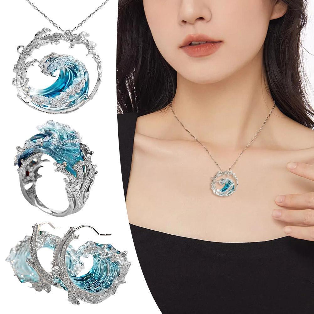 thumbnail image 3 of SGACAI Collar Pendientes Juramento del Océano Joyas C ot FAST, 3 of 7