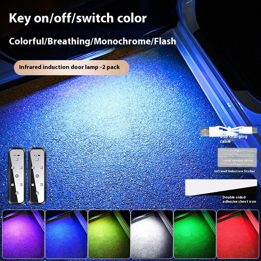 thumbnail image 4 of SGACAI Luz de puerta de coche LED magnética Lámpara de bienvenida para puerta de coche Luz de advertencia de inducción USB, 4 of 7