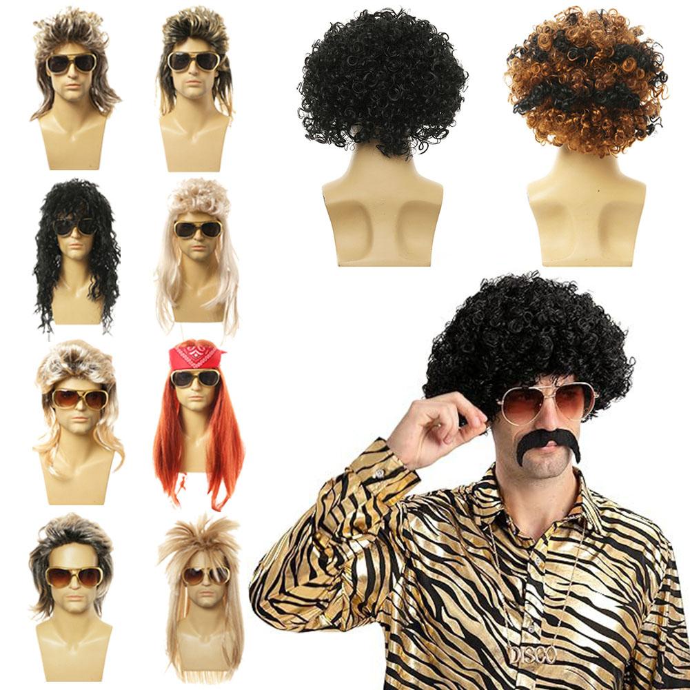 thumbnail image 3 of Ruifaya Pelucas largas y esponjosas para hombres, pelucas de cosplay, peluca de cosplay retro, cabello masculino, 3 of 7