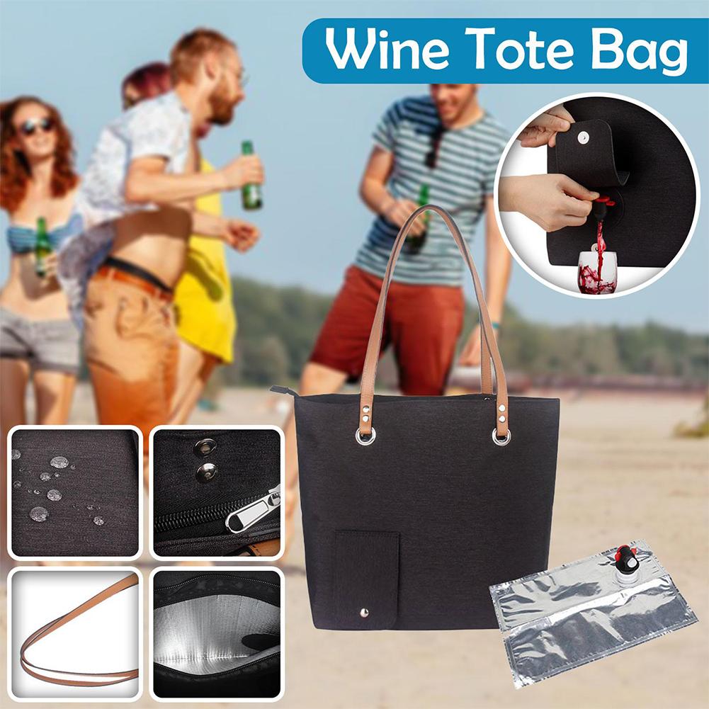 thumbnail image 5 of Ruifaya Bolsa de vino portátil para playa, bolsa de aislamiento térmico para acampar, bolsa de hielo para Navidad =, 5 of 7