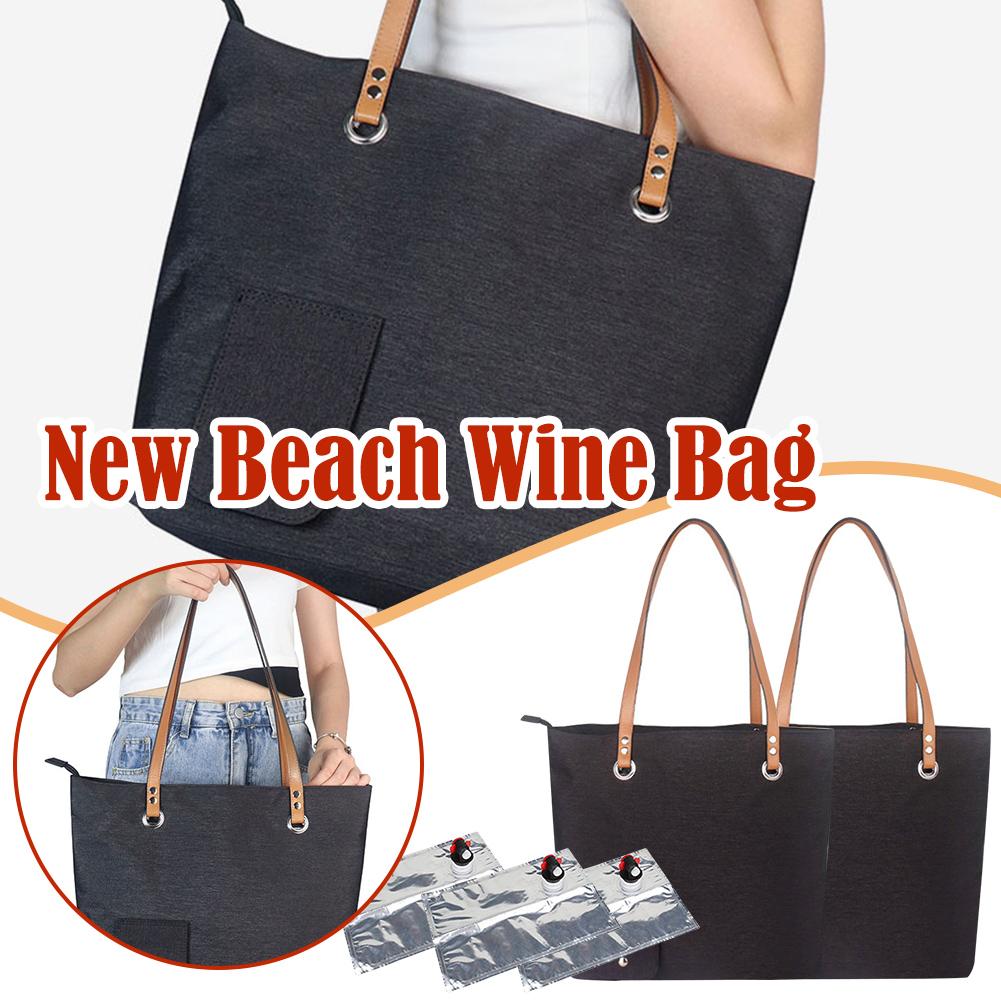 thumbnail image 2 of Ruifaya Bolsa de vino portátil para playa, bolsa de aislamiento térmico para acampar, bolsa de hielo para Navidad =, 2 of 7
