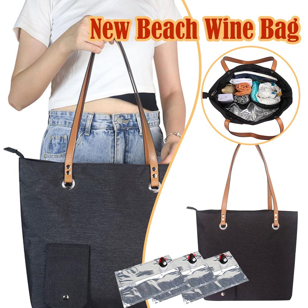 thumbnail image 4 of Ruifaya Bolsa de vino portátil para playa, bolsa de aislamiento térmico para acampar, bolsa de hielo para Navidad =, 4 of 7