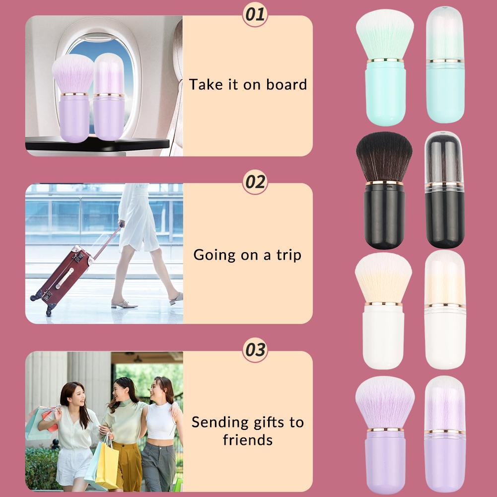 thumbnail image 2 of Wartleves Brocha retráctil Kabuki para maquillaje de viaje, bonita brocha para rubor en forma de cápsula, brocha multifuncional para polvo de uñas, brocha retráctil portátil de fibra artificial para p, 2 of 7