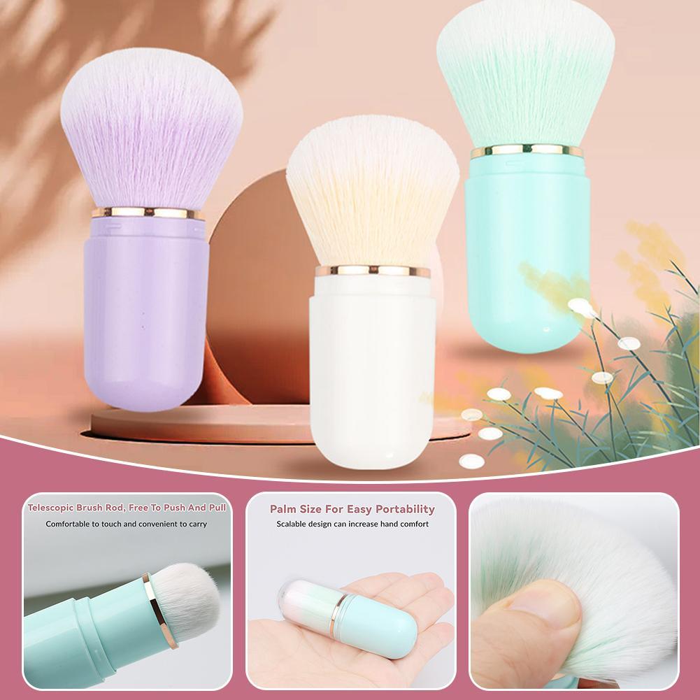 thumbnail image 4 of Wartleves Brocha retráctil Kabuki para maquillaje de viaje, bonita brocha para rubor en forma de cápsula, brocha multifuncional para polvo de uñas, brocha retráctil portátil de fibra artificial para p, 4 of 7