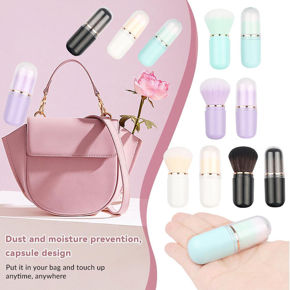thumbnail image 3 of Wartleves Brocha retráctil Kabuki para maquillaje de viaje, bonita brocha para rubor en forma de cápsula, brocha multifuncional para polvo de uñas, brocha retráctil portátil de fibra artificial para p, 3 of 7