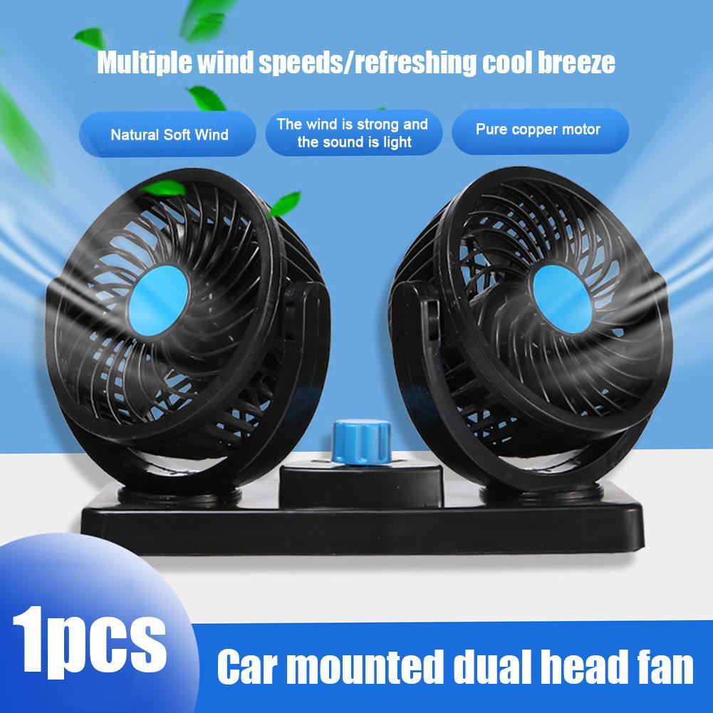thumbnail image 4 of Wartleves Ventilador de coche Ovvkultoc de 12/24 V, ventilador de refrigeración universal para coche, ventilador de doble cabezal portátil para vehículo, ventilador de refrigeración automático girator, 4 of 7